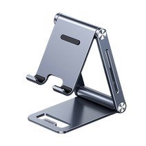 이츠굿텐 알루미늄 휴대용 접이식 스탠드형 거치대 스마트폰 태블릿 아이패드 거치대, 흑니켈