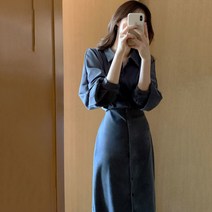 [샤브릴] 여성 롱 원피스 여름 캐주얼 우아함 허리끈