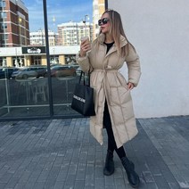 롱패딩 Malina-캐주얼 파카 루즈핏 면 패디드 자켓 여성용 두꺼운 벨트 누비 코트 겨울 패션