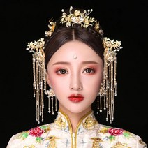 Tengduo 단아하고 우아한 사극품 비녀장식 악세사리 세트 고전사극 장식 소품세트, A타입