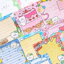 [각5set 한정] [14종] 뽀두 귀염뽀짝 캐릭터 떡메모지 / 50매 / 필기용 메모지 편지지 [로맨틱핑크], 뽀두 포즈(초록)떡메