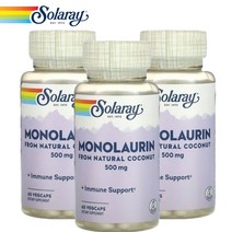 솔라레이 Solaray 모노라우린 라우르산 코코넛 500mg 60캡슐 3팩