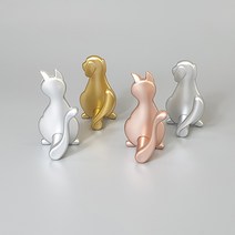 1+1 무타공 스티커 접착식 다용도 옷걸이 강아지 고양이 동물 모양 디자인 벽걸이 후크, 고양이(로즈골드) 1개, + 고양이(로즈골드) 1개