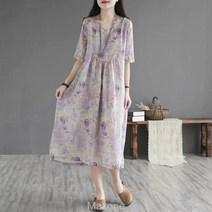 Makone여자 롱 빅 사이즈 캐주얼 루즈핏 원피스ffds1697a