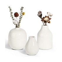 OppsArt 장식용 세라믹 꽃병 3개 세트 농가 벽난로를 위한 다채로운 장식 꽃병 홈, Cream White