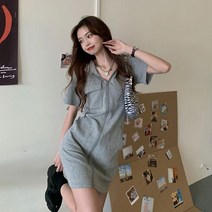 안나리야 캐주얼 슬림 후드 트레이닝 집업 미니 원피스 SH