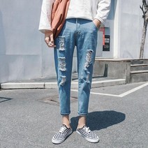 SAHARA 남자청바지 빅사이즈 중청 데미지 난스판 데님
