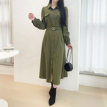 러블리아미에 / 아미에 /이자벨 셔츠 벨트 롱 원피스 3color