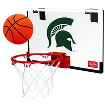 롤링스 Rawlings NCAA 게임 폴리카보네이트 (PC) 미니 농구 후프 세트 위치타 주립 대학 가성비 추천 미국직구, Michigan State Spartans