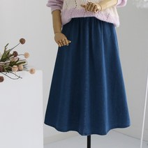 제인준 피크닉 밴딩 A라인 데님 롱스커트