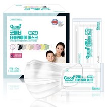 굿매너 KF94 더블와이어 숨쉬기편한 덴탈형 마스크 대형 50매(개별포장) 9컬러, 흰색