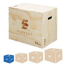 Elevens 3 in 1 나무 플라이오 박스 점프 박스 점프 트레이너 건너뛰기 점프 런지 박스 점프 스쿼트 스텝업 딥용 플라이오메트릭 박스 (40 6 x 30 5 x 35 6cm, 16 x12 x14