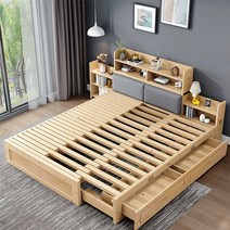 침대프레임 확장형 수납 원목 대형 사이즈 쿠션헤드, 100 x 217cm 바니시