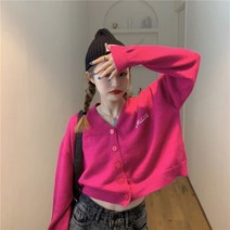 겨울 가을 학원 무드 키치한 달콤하고 쿨함 디자인감각 대미지 클래식 레드 부드럽고 찰기가 있다 니트 스웨터 여성 상의