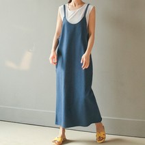 비나인 여성용 네스트데님멜빵원피스