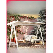 참아리 그네의자 흔들의자 라탄 행잉체어 쿠션 야외그네, 트리오 콤비네이션 모델 니몬 화이트