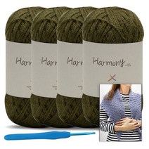 [니뜨] 어울림 뜨개실(40g)x4볼+모사용코바늘7/0호+어울림삼각숄도안, 922_카키