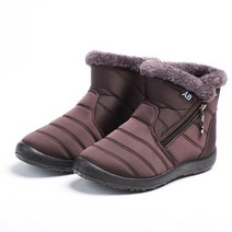 Women Boots Snow Flat Ladies Shoes Waterproof Zipper For Comfortable Fur Mujer Winter, 09 43, 05 brown_09 43