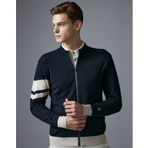 22FW [PREMIUM] 네이비 솔리드 소매 포인트 풀집업 스웨터 DGSW2C603N2
