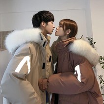 Tagi.남성 여성 오버핏 야광 겨울코트 패션 커플 다운 패딩점퍼