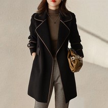 가을겨울 패션의 따뜻한 핸드메이드 루즈핏 벨티드 모직 코트 고급녀 fengyi