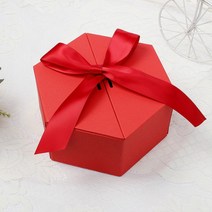 레드 선물상자 육각 리본끈 기프트백 기프트박스
