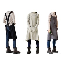 린넨앞치마 X자형 끈없이도 흘러내리지않는 방수 큰주머니 포켓 어린이집 화방 미술 예쁜앞치마, 블랙