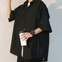 TQ 남자 루즈핏 투포켓 카고 반팔 셔츠 TQ664