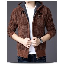 쉐닐 코트 가을/겨울 새로운 남성 스웨터 카디건 패딩 플러스 벨벳 캐주얼 조커 단색 후드 스웨터 사랑