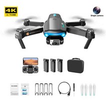 4K HD 카메라 RC 쿼드콥터 드론 6 축 자이로스코프 24GHz 4CH 완구 항공 사진 LED 조명으로 장애물 회피, Black 1 Camera 3 B+미국