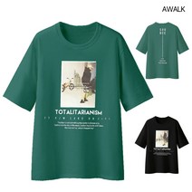 어워크 오버핏 반팔티 남녀공용 5부 반팔 티셔츠 바이시클맨 스웻셔츠