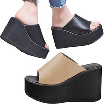 가볍고 편한 콜크창 통굽 슬리퍼 여성 통굽힐 10cm굽