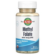 KAL 메틸 폴레이트 800 mcg 90 태블릿, 400mcg