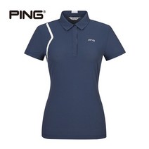 (정품)핑 ping 여성 라인 포인트 카라 반팔 티셔츠