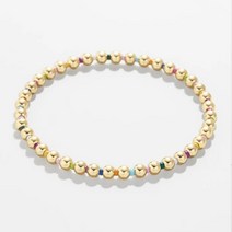 Go2boho 스트레치 팔찌 3mm 18K 골드 컬러 비즈 레인보우 쥬얼리 여성용 여자 친구 선물 Pulseras Femme