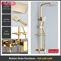 샤워기온도계 욕실온수 온도계 블랙 디지털 자동 온도 조절 레인 샤워 믹서 벽 마운트, gold-3-hc-fg
