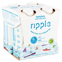 리플푸즈 뉴트리셔스 피 밀크 단백질 보충제 오리지널 글루텐 프리 비건 8g 프로틴, 240ml, 4개입
