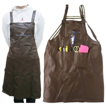공방 앞치마 목공 미술 도예 작업용 가죽 긴치마 갈색