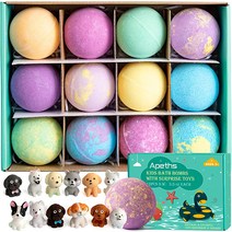 베쓰밤선물세트 깜짝 장난감이 들어 있는 아이들을 위한 목욕 폭탄 12개의 선물 세트 어린이 안전 수제 탄산 공 키트 유기 거품 생일 크리스마스를 훌륭한, [03] 부활절 장난감 스타일(12PCS)