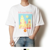 여름반팔티 커플시밀러룩 프린트 남자반팔티