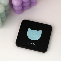 일호장신구 사각 블랙 접이식 휴대용 손 거울 반짝 펄 있는 고양이 별 달 하트 검정 휴대거울, 사각블랙접이식휴대용손거울(고양이)