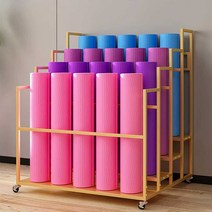 필라테스 폼롤러 정리대 수납함 매트 선반 헬스장, 4단 블랙 (길이 100cm/20개보관)