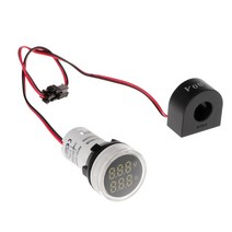 22mm 2 인치 1 디지털 전압 미터 전류계 AC 50-500V 0-100A 전기 부품 자동차 부품 설치하기 쉬운 자동차 부품, 하얀색