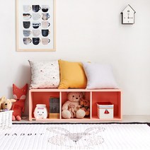 트리니 JUDY 벤치 낮은 책장 키즈 유아 주니어 책꽂이, 코랄핑크