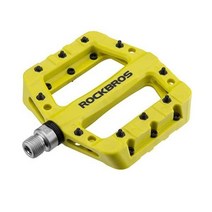 ROCKBROS(록브로스) 자전거 페달 플랫 경량 mtb 로드 바이크 나일론 섬유 대면적 미끄럼 bmx9/16 인치 좌우 세트, 01.그린