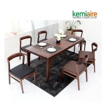 [케미에르] 산마리노 호두나무원목 6인식탁SET(의자형) KRS-624, 모델:KRS-624 / 색상:네이비