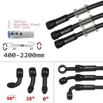 유압실린더 펌프 유니트 braided brake hose 오토바이 an3 유압 클러치 튜브 마스터 실린더 브레이크 오일 도트 파이프 강화 atv 흙 구덩이 경주 자전거, 1900mm