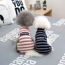 런웨이멍멍 줄무늬올인원 데일리룩 스트라이프 올인원 강아지 홈웨어, 네이비, S