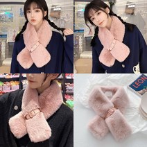 SC 쁘띠 벨트 숏 머플러 핑크 퍼머플러 쁘띠스카프