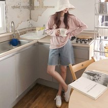 여름바지패션 임부 여름옷 데님 와이드 숓 팬츠 봄 얇은 스타일리쉬 핏아우터 트렌드 엄마 하프 오부바지 3836981955